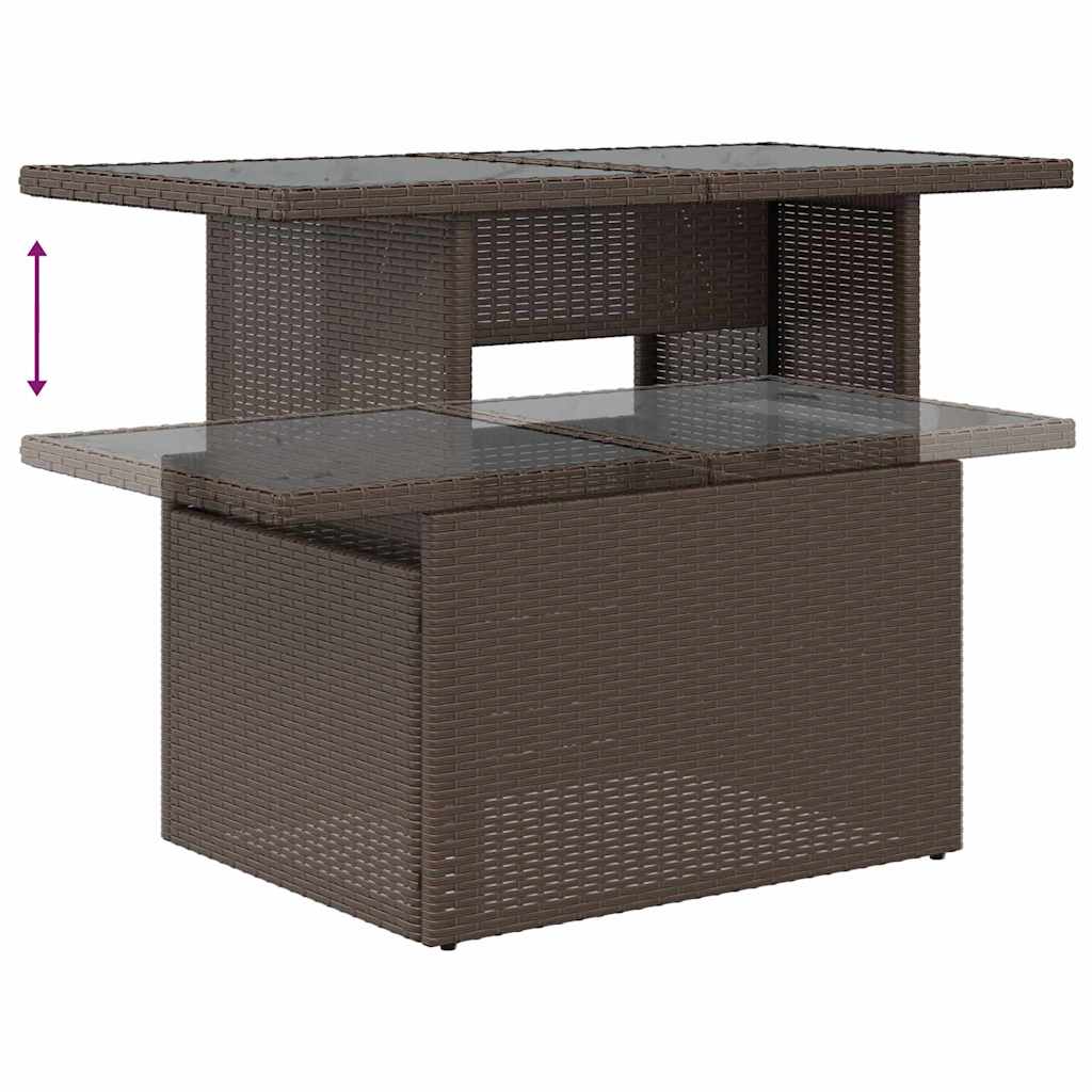 Garten-Sofa-Set mit Speicher 7 pcs Braun Poly Rattan